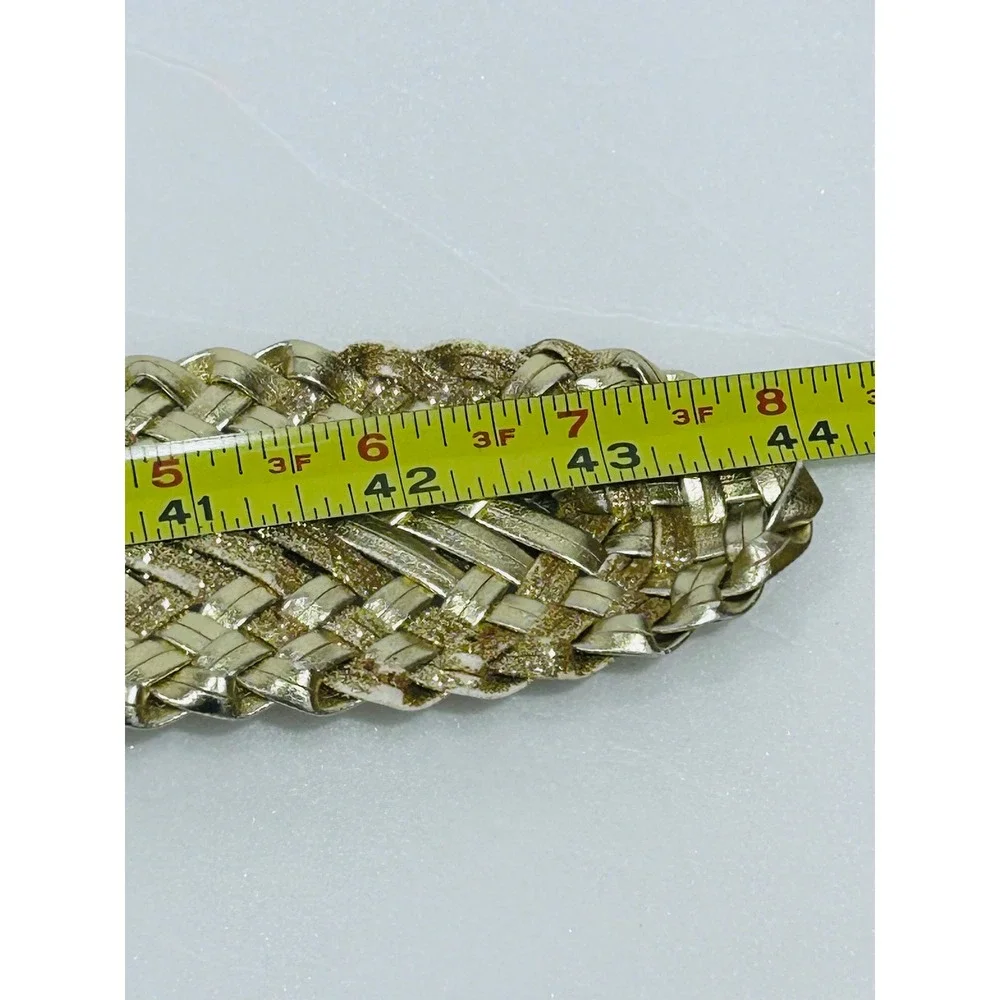 Nine West womens belt gold boho western glam metallic braid woven glitter NWT L - Picture 9 of 9